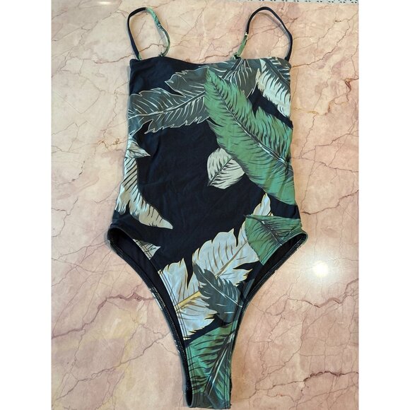 BEACH RIOT x REVOLVE Amber One Piece in Black Palm XSmall New Womens Swimsuit - Picture 6 of 9